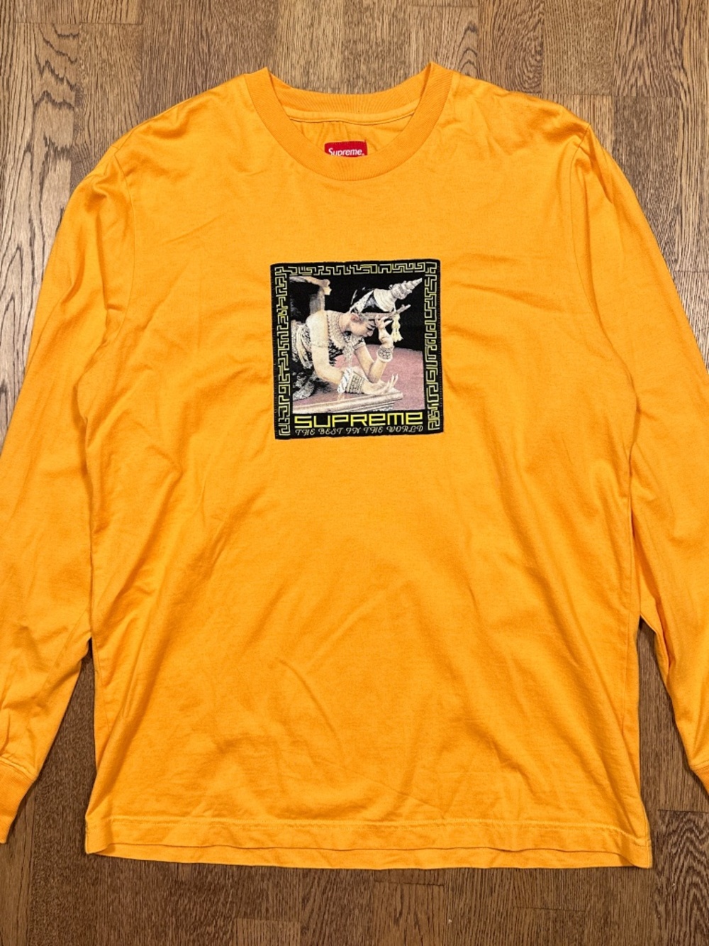 Supreme Best In The World Orange Long Sleeve T Shirt Mens Medium
